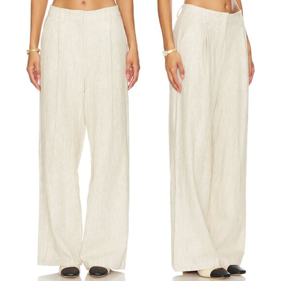 NEW LIONESS La Quinta Pants in Oatmeal Cream Off White Wide Leg Trouser Small S - Picture 1 of 2
